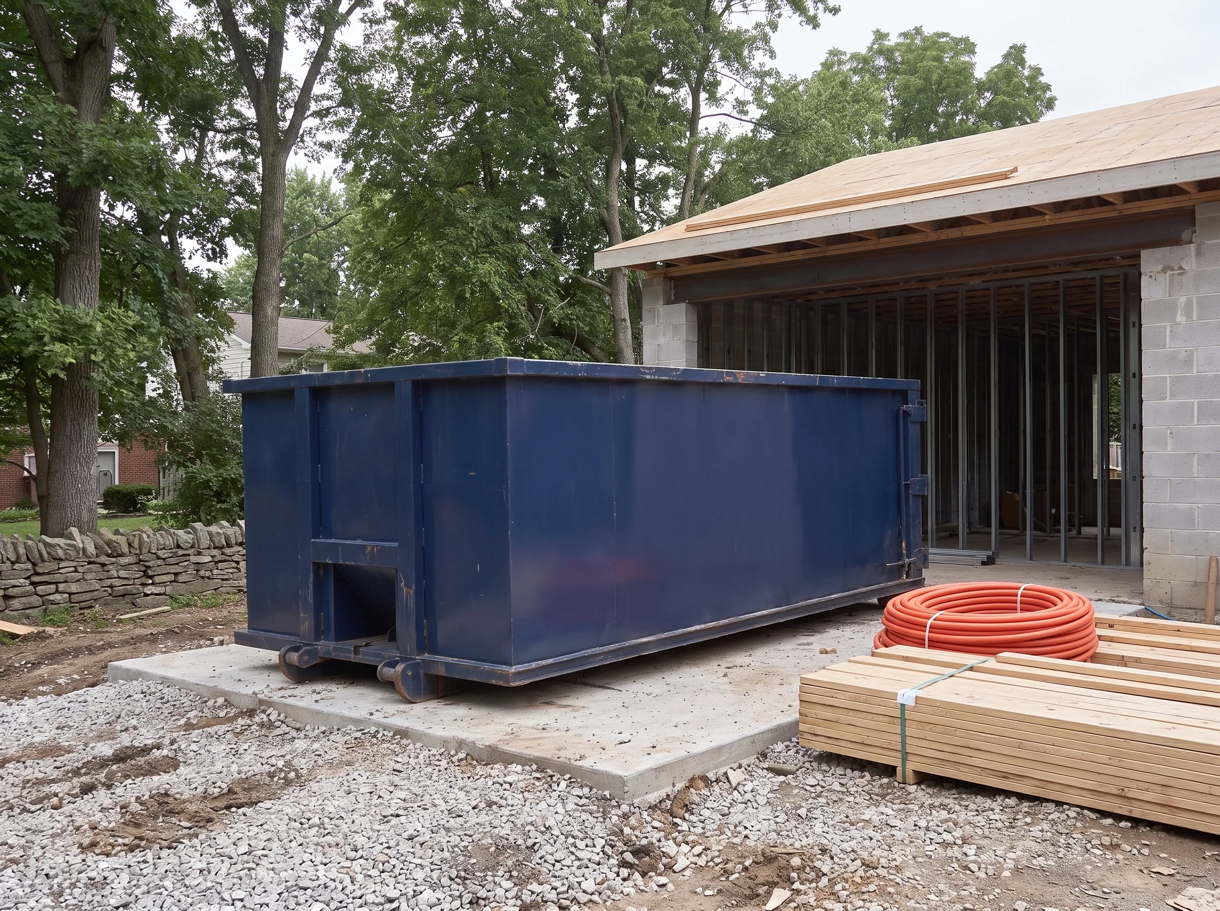 Roll-off dumpster being loaded in New Jersey