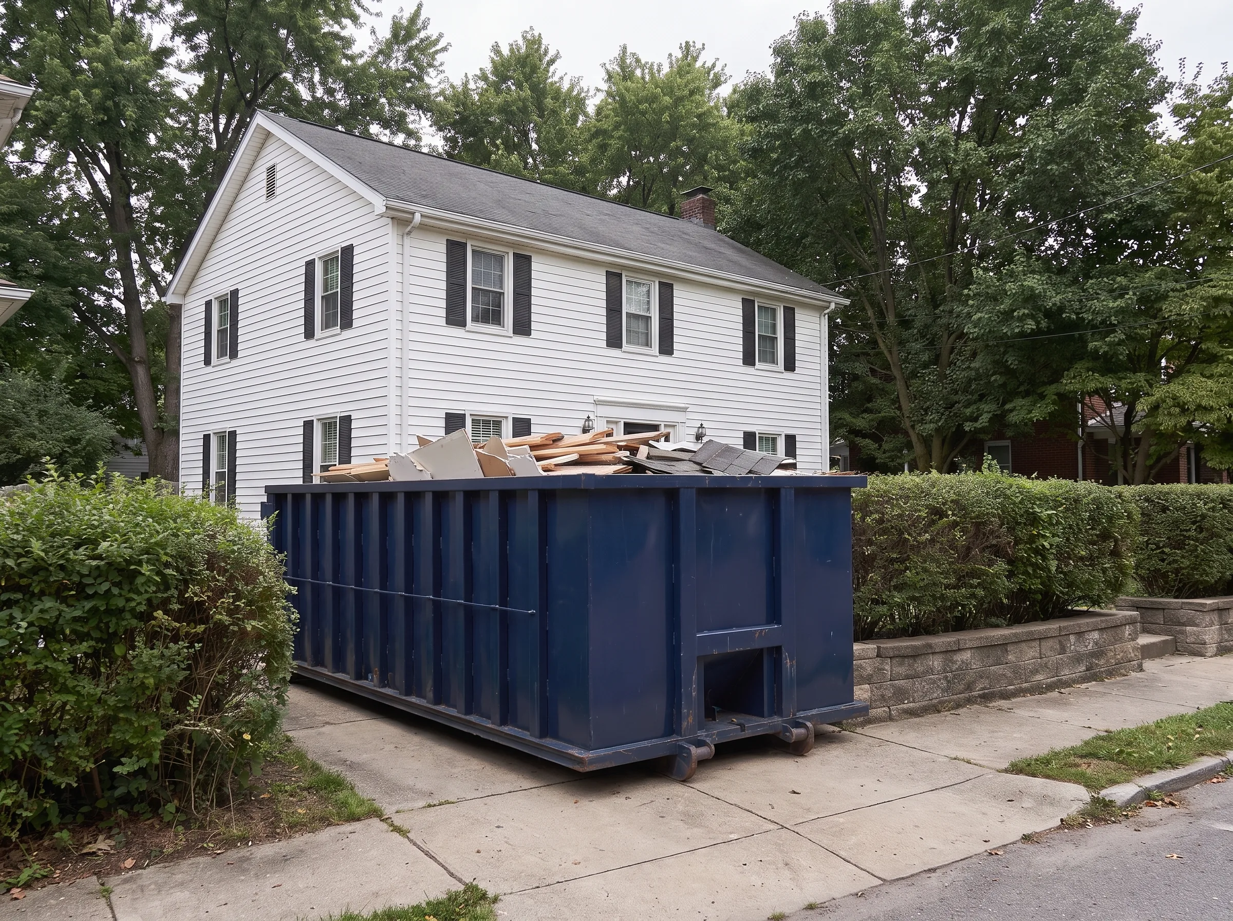 Roll-off dumpster being loaded in Middlesex County, NJ
